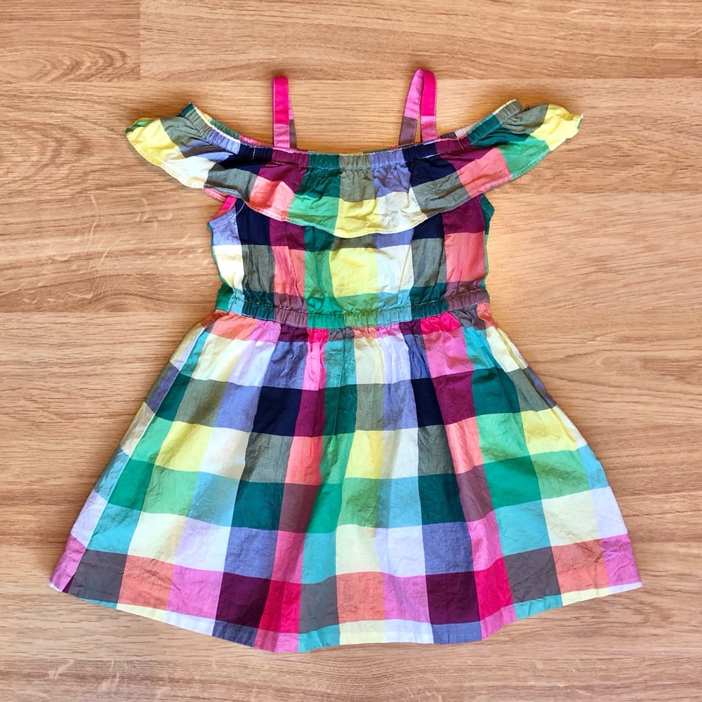 EUC Janie and Jack Baby Girl Colorful Checkered Sundress Dress